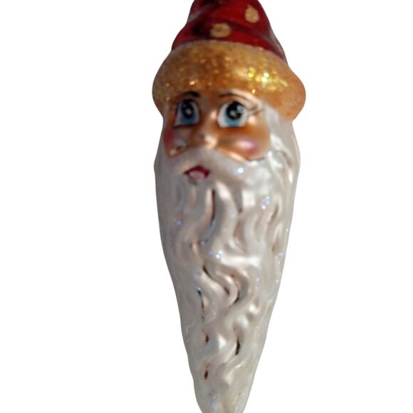 Christopher Radko Santa Head 2 Face Icicle Long Beard Christmas Ornament - Picture 8 of 16